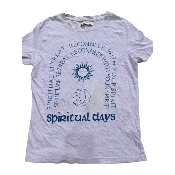 Pull & Bear Spiritual Days T-Shirt | Sun & Moon Graphic Tee – Small - Picture 2 of 7